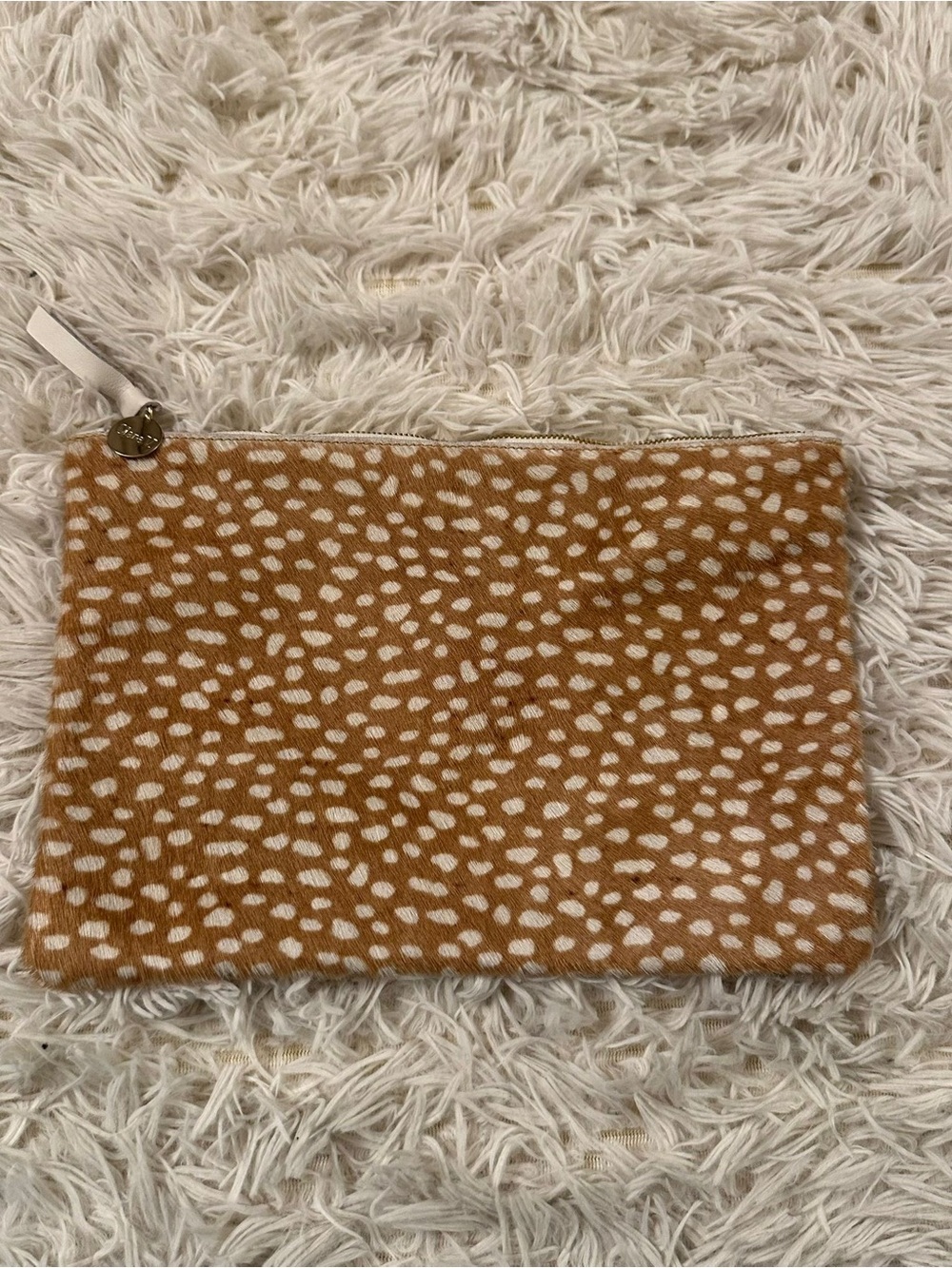 Clare V. Pony Hair Animal Print Pouch Clutch